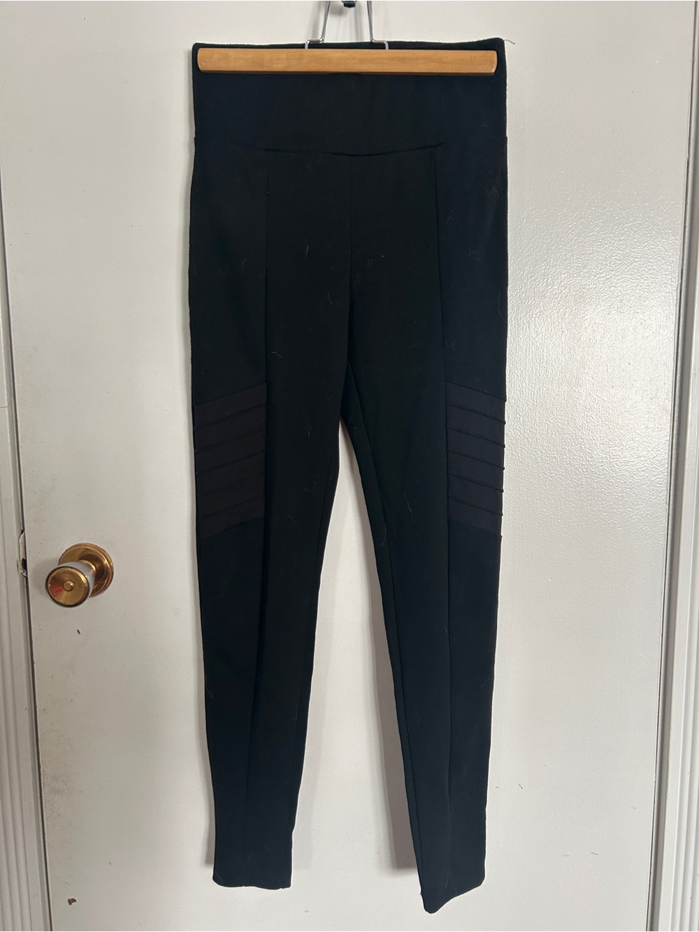 Ardene Black High-Rise Ponte Leggings with Panel Details